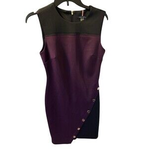 Tommy Hilfiger Colorblock Asymmetric Sheath Dress Womens Sz 4 Purple/Black NWT